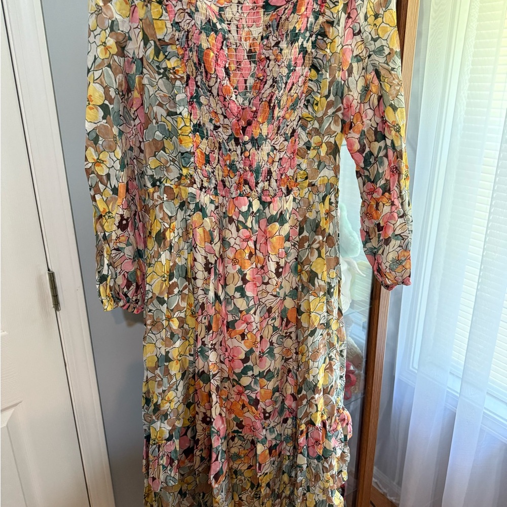 Floral Midi Dress with Ruffled Details